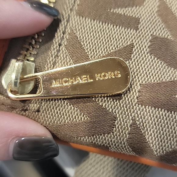 Michael Kors Beige and Orange MK Logo Crossbody - Picture 2 of 16